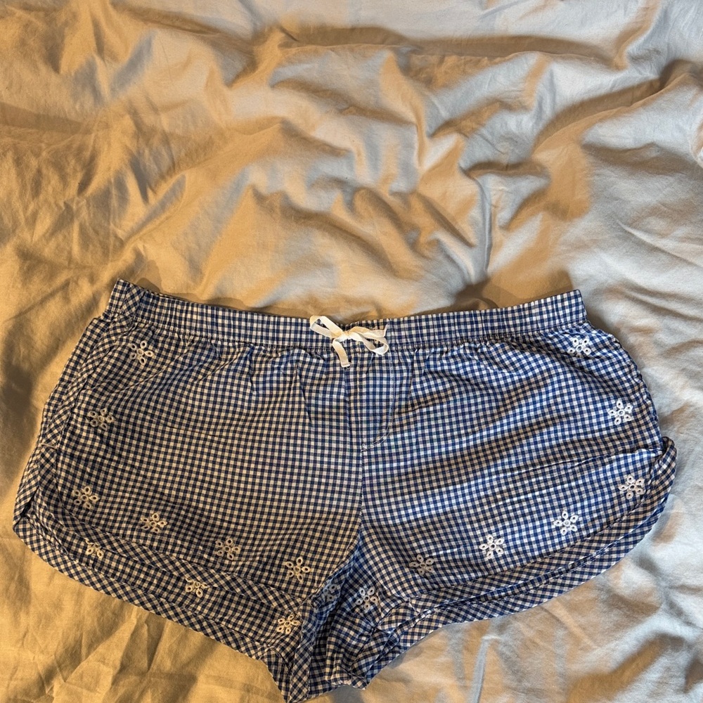 Victoria's Secret Blue and White Gingham Lounge Shorts